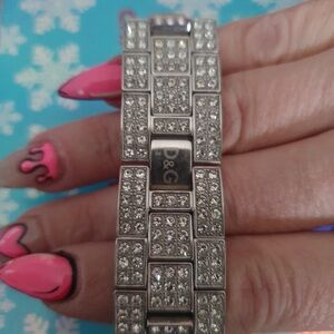 D&G Silver Crystal Embellished Bracelet